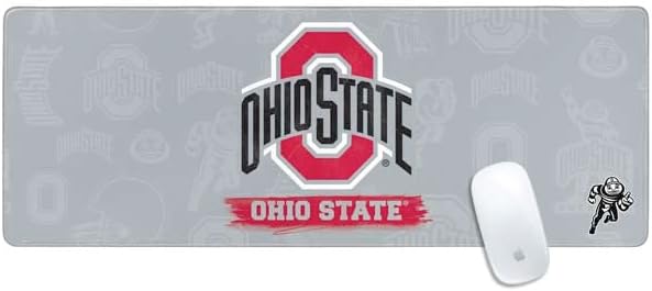 Skinit Large Gaming Mouse Pad - Officially Licensed Ohio State Distressed Logo Design with Stitched Edges, Waterproof, Non-Slip Rubber Base, Desk Mat for Keyboard & Mouse, 31.5" x 11.8" inches