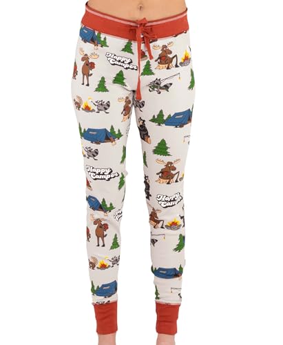 Lazy One Leggings y camisetas para mujer, pijamas separados, ropa de descanso acogedora para mujer, Happy Camper - Leggings de pijama para mujer, Large