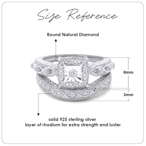 1/5 Carat Round Cut White Natural Diamond Cascading Engagement Bridal Ring Set Jewelry For Women In 14k Gold Over Sterling Silver (0.20 Cttw, Color- I-J, Clarity- I2-I3)2