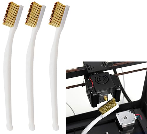Image of 3 Pcs Copper Wire Brush, 6.7 inch Small Brass Brush, 3D Printer Nozzle Cleaner Tool, Copper Cleaning Toothbrush, Cleaning Wire Bristle for Cleaning Welding Slag and Rust
