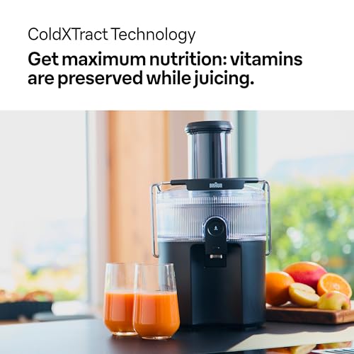 Braun MultiJuice 5 - Cold Press Juicer with ColdXtract Technology, Fresh Juice in 15 Seconds, 75 mm Feed Tube, 1.5L Pulp Container, One-Touch Anti-Drip System, Stainless Steel Filter, Black (SJ5000) - Image 5