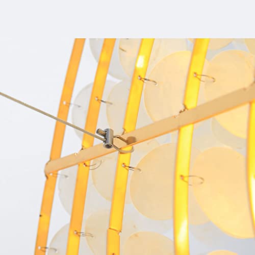 Poserion 1-Light Gold/Capiz Shell Mini Chandelier Modern Elegant Coastal Theme Pendant Ceiling Fixture Hanging Lamp For Dining Room, Dining Table, Bedroom, Kitchen, D15 X H13.4 #TOP1