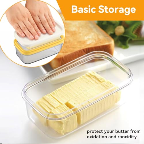 2 in 1 Piatto Di Plastica per Burro, Scatola Di Burro Burriera Da Frigo Trasparente Dispenser Contenitore Burro Frigo Con Coperchio E Filo Da Taglio per Ermetica per Tutti I Tipi Di Burro - immagine 3