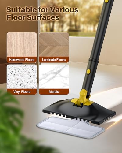 Image of Steam Mop Pads with Washable and Reusable, 6 Pack Replacement, 2 Material Types Accessories Compatible With Steamer Mop for Cleaning Floors and Carpets, White and Gray