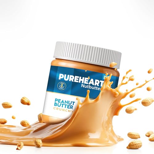 Image of Pureheart Nutbutter Crunchy Peanut Butter 350 gm | Natural & Premium Roasted Peanuts | High Protein, Rich in Fiber | Zero Trans Fats | for Tasty Breakfast & Post Workout Protein Snack