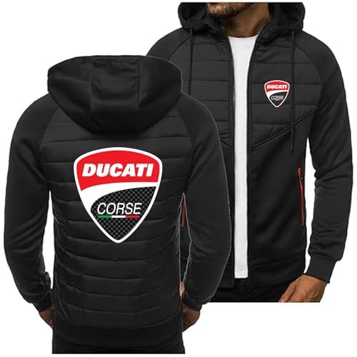 CLMETHE Sudaderas capucha cremallera completa para hombre para Duca-TI Sudaderas capucha empalmes Chándales Chaquetas Abrigos casuales Ropa deportiva para exteriores con bolsillos,B Hoodie-Mens XL
