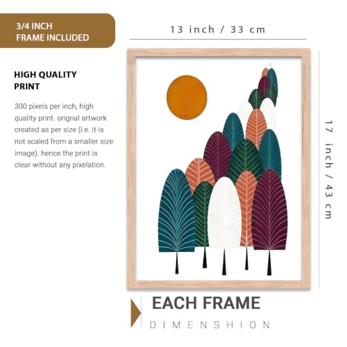 Image of kotart Boho Painting Wall Art Home Decoration Paintings With Frame For Living Room Bed Room Hotel Wall Decor Digital Reprint Set of 3 (13X17 inch)