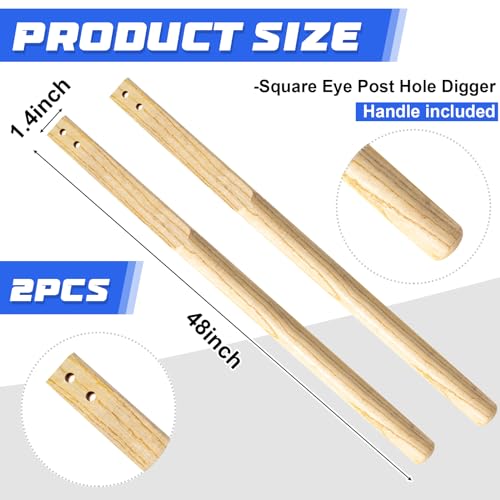 image for Zonon 2 Pcs Square Eye Post Hole Digger Handle Wood Post Hole Digger R