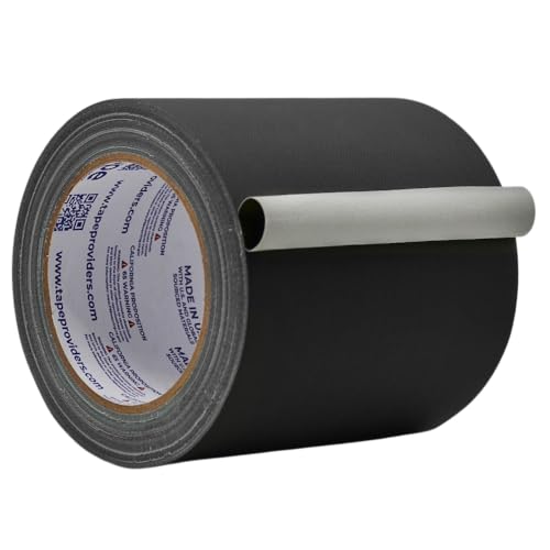 Image of WOD GTC12 Gaffer Tape, Black Low Gloss Finish Film, 4 inch x 60 ft. (Pack of 12) Residue Free, Non Reflective Cloth Fabric, Secure Cords, Water Resistant, Photography, Filming Backdrop