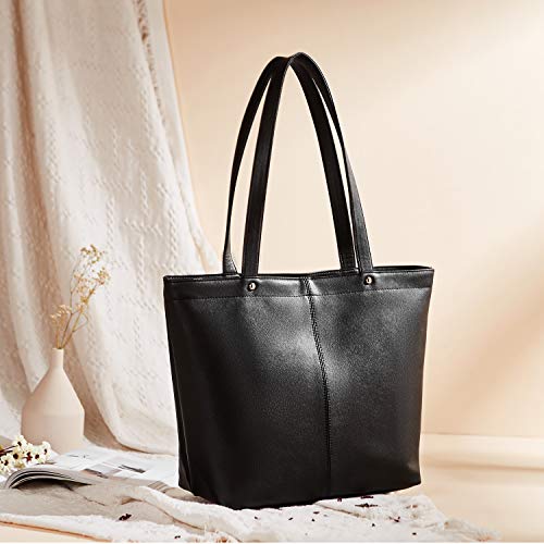 BROMEN Women Handbags Soft Leather Tote Shoulder Bag Work Purses and Handbags for Office Lady Black