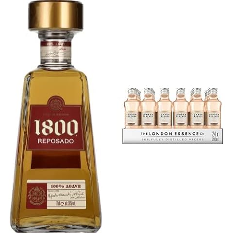 1800 Reposado Tequila & London Essence White Peach & Jasmine Soda|East Meets West Tequila Collins Bundle (70cl Spirit + 24 x 200ml Mixers) Cover