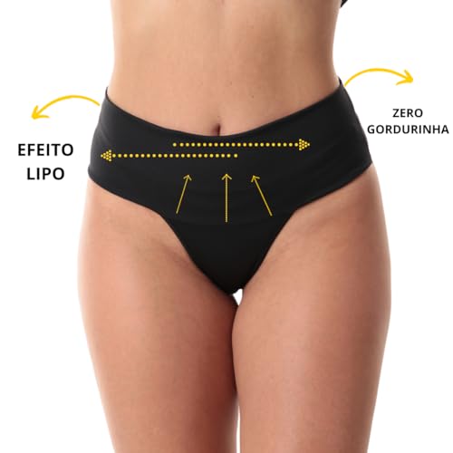 Eva Lingerie Kit 5 Calcinhas fitness cintura alta cós duplo lingerie top cores (P, Polifitness) Pret