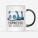 Kubek panda 'Espresso Not Depresso' - zabawny nowość cytat kawa miłośnik kofeiny prezent prezent urodziny Boże Narodzenie 325 ml ceramiczny wytrzymały uchwyt nadaje się do zmywarki do mikrofalówki (czarny uchwyt Prime)