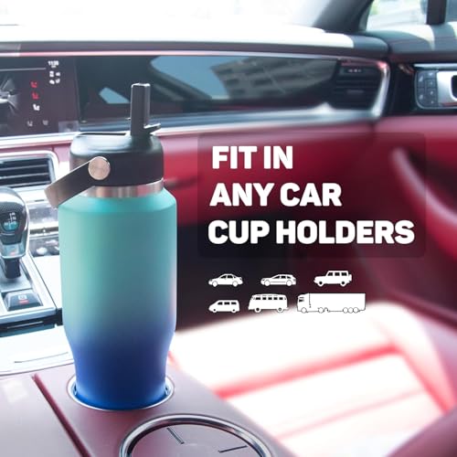 Image of Insulated Water Bottle 40oz with Straw /Spout Lids, Stainless Steel Water Bottles Keep Cold 24h&Hot 12h, Metal Water Bottle with Straw that Fits in Cup Holder, Water Bottle Leak-proof,BPA Free