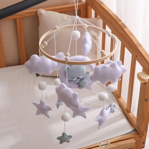 Mobile pour lit bébé en bois et feutre, le cadeau de naissance idéal - 4