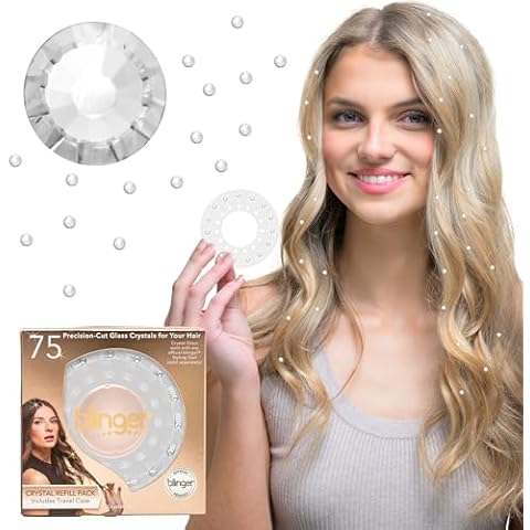 blinger Crystal Refill Pack | 5 Discs - 75 Precision-Cut Glass Crystals | Styling Tool not included | Crystal 3 mm Cover