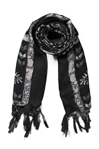 Image of Cotton Silk Printed Dupatta with Tassel Border - Block & Bagru Print - Soft, Lightweight