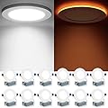Meconard 12 Pack 4 Inch 5CCT LED Canless Recessed Lighting with Night Light, 2700K/3000K/3500K/4000K/5000K Selectable Ultra-Thin LED Ceiling Lights, 9W=75W, 750LM, Dimmable Wafer Downlight ETL&FCC
