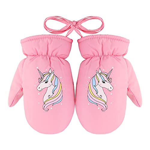 QKURT Gants de Ski Enfants, Moufles de Ski Fille Garçon Gants Chaud Hiver Moufles Coupe-Vent Respirant Snowboard pour Vélo Équitation Patinage Garçons...