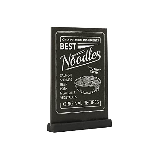 EUROPEL Kreidetafel Tischaufsteller, A4, Hochformat, Sockel aus Kiefernholz mit mattschwarzer Oberfläche, doppelseitig, für wasserbasierte Marker, für Restaurants, Hotels, Konferenzen, Festivals