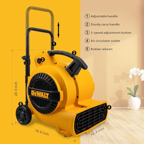 Dewalt DXAM-2818 3/4 Hp Air Mover, 3 Speed Max 1800 Cfm Floor Fan thumb #3