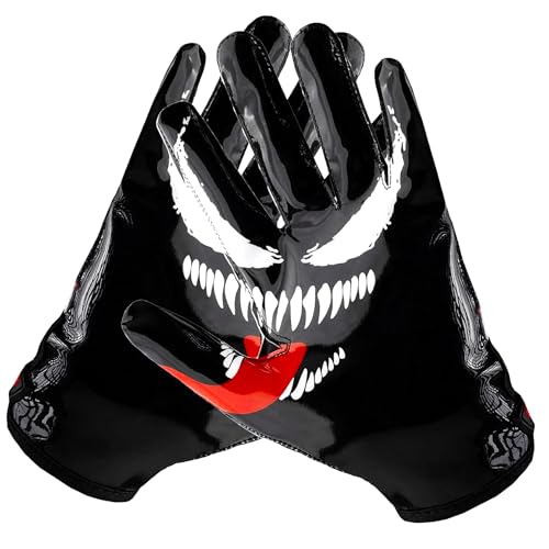 TAQCHA Football Gloves - Tacky Grip, Skin Tight Adult Receiver Gloves - Youth Football Gloves Pro...