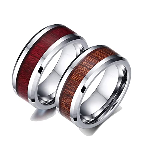 Bague homme femme motif bois en tungstène 8mm, le bijou idéal des aventures du quotidien