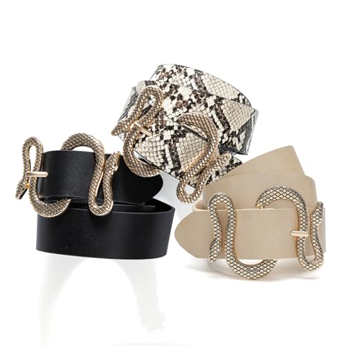 MORELESS Designer Belts for Jeans Women Leather Belt with Snake Buckle 6