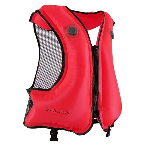 FORWEWAY Veste de natation gonflable pour adultes - Couleur vive - Pour sports nautiques (rouge)