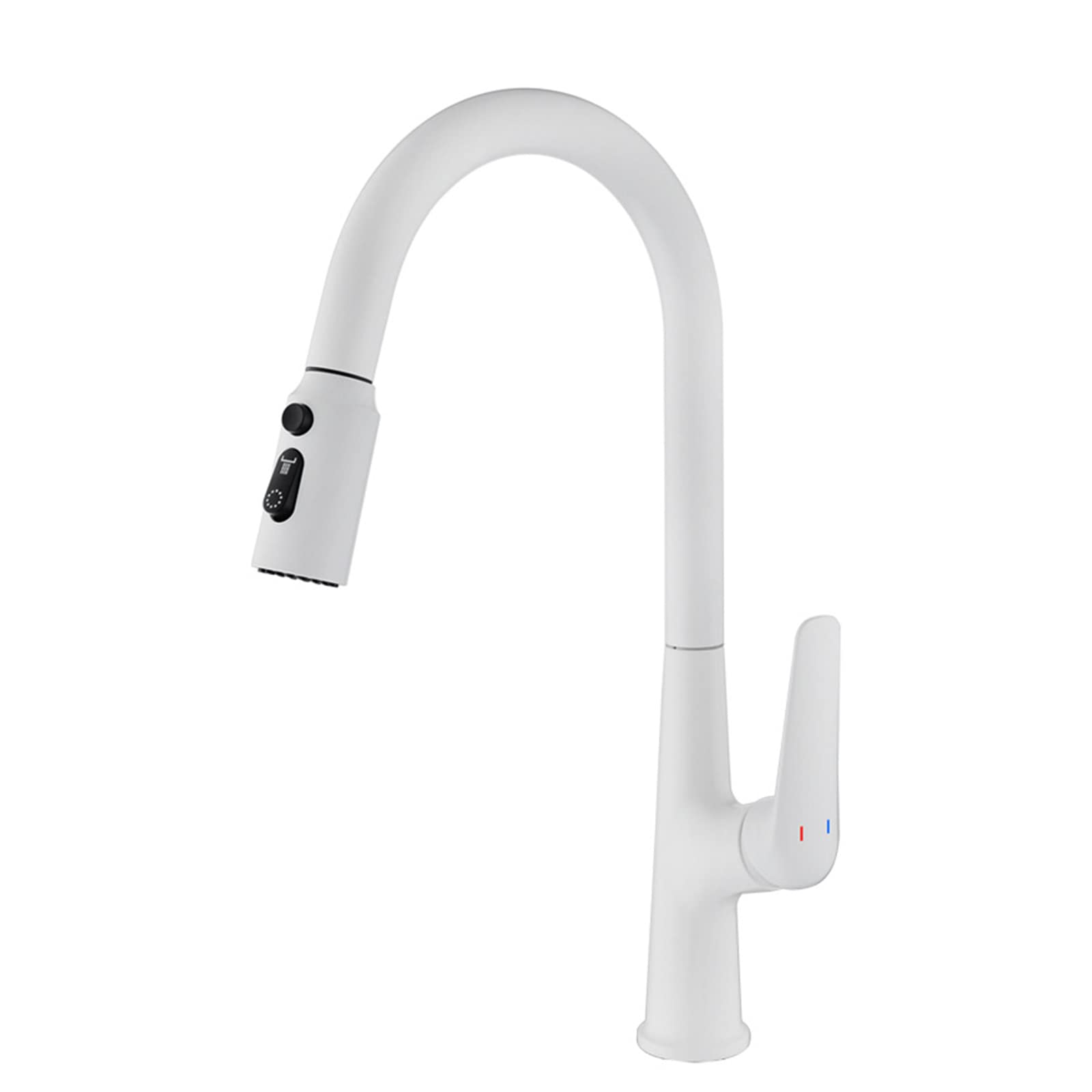 ZYCHSJXA Kitchen Taps with Pull Out Spray White Swivel Retractable Brass Hot and Cold Water Sink Tap