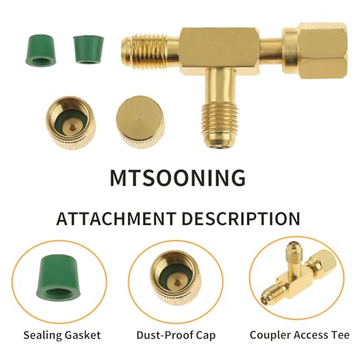 Image of Quick Coupler Access Tee, 1 /4 In Valves Core Tee Adapter with Swivel Connector, 1 /4 inch F. Flare w /Depressor Tip x 1 /4 inch M. Flare Access for Gauge Deep Vacuum Pump Manifold