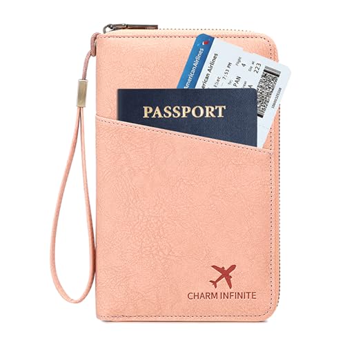 Family Passport Holder for Travel Women and Men RFID Passport Holder with Zipper Card Slots Passport Case Passport cover Passport Wallet Travel Essentials and Accessories