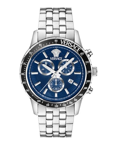 Versace VEZCA0324 Men’s Chronograph Watch, Black Silver, 44 mm