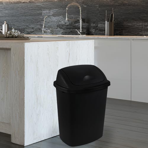 Caneca de basura rectangular de plástico 10 galones, pack 4 negro miniatura 4