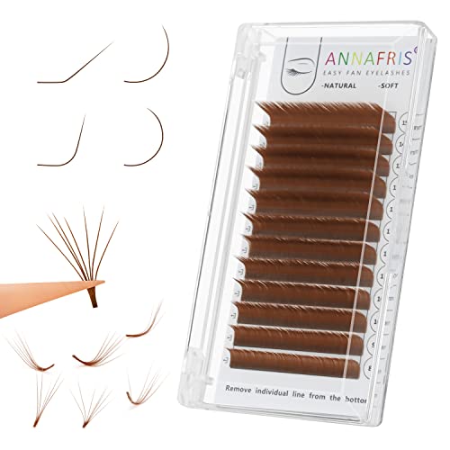 ANNAFRIS Easy Fan Colored Eyelash Extension Brown 0.07 D 8-15mm Mix Colorful Volume Lash Russian Easy Fan Lashes Self Fanning Professional(EasyFan Brown,0.07 D Mix)