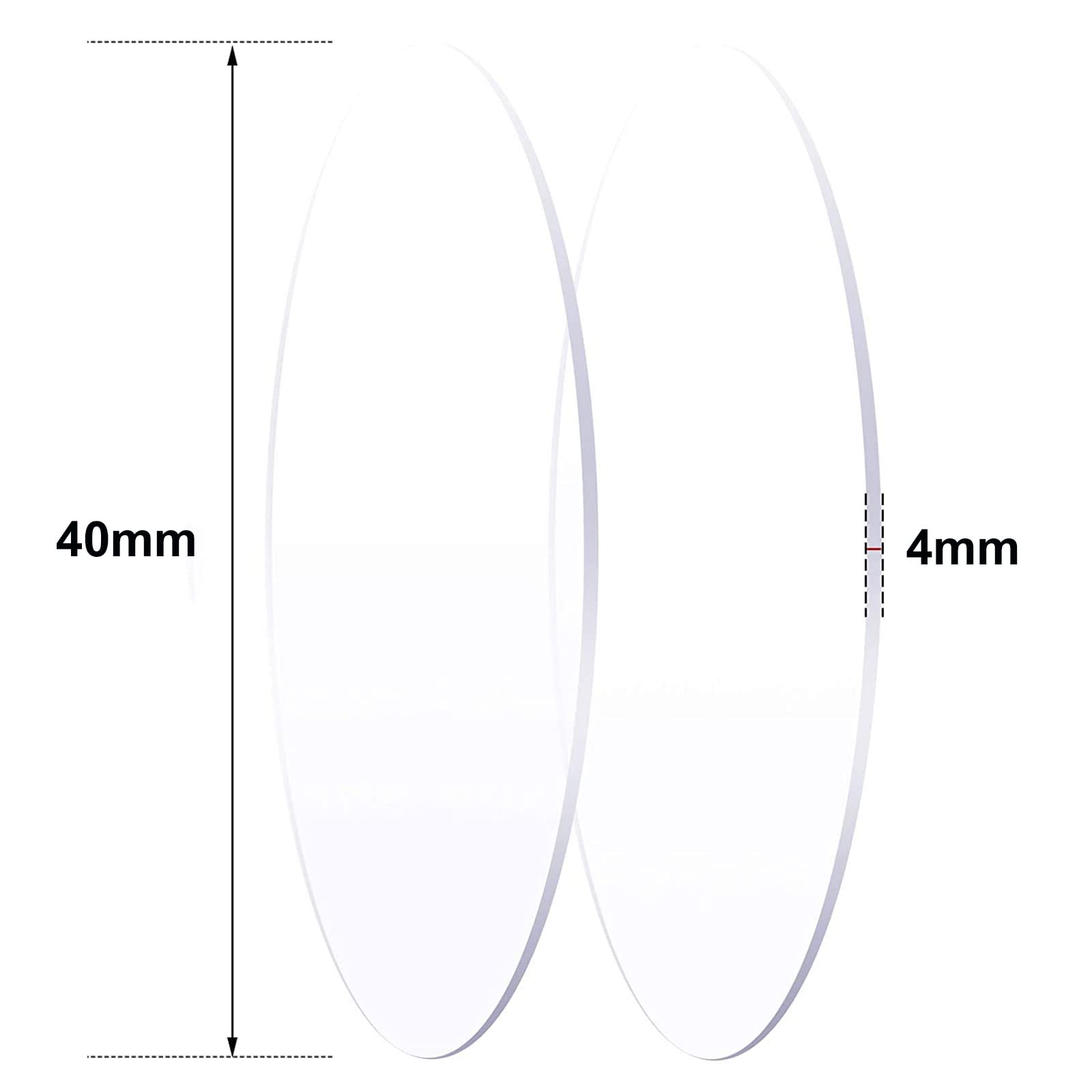 COYOUCO 10Pcs Round Clear Acrylic Sheets, Plastic Discs Clear Round Acrylic Panels for Photo Frame Painting DIY Crafts,40x4mm