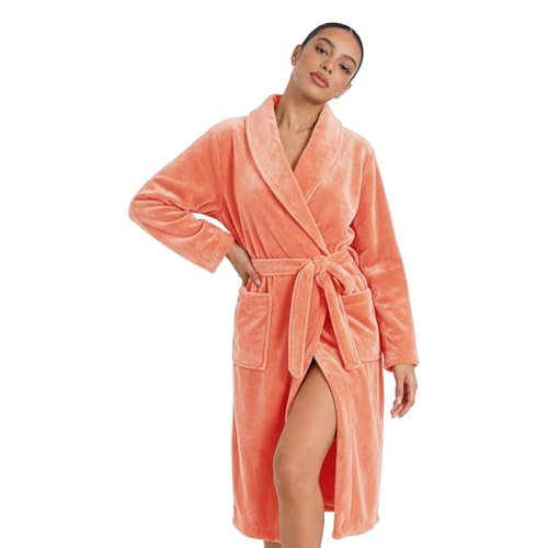 Image of HEARTNICE Womens Fleece Robes, Soft Plush Long Bathrobe, Thick Kimono Robes for Womens, Warm House Coat