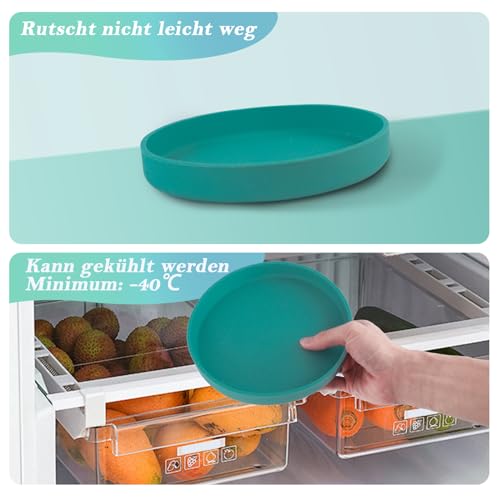 Lollanda -Futternapf für Katzen-3er Set,Silikon Futterschale,Trinkschale oval,Silikonnapf breit für Trockenfutter und Nassfutter (Dunkelgrün)