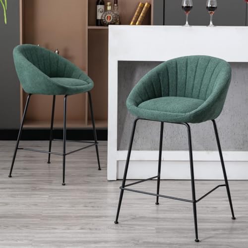 chairus Juego de 2 Taburetes de Bar Modernos Sillas Altas de Cocina con Respaldo, Sillas de Bar de Fibra con Patas Negras...