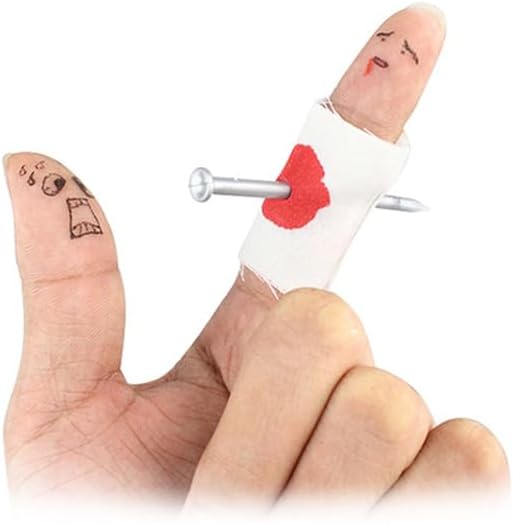 Miniatura 4 de MOMOMAGE 2 piezas de broma uñas falsas a través del dedo truco de magia aterrador fiesta de Halloween Día de los inocentes Calle Primer plano mágico