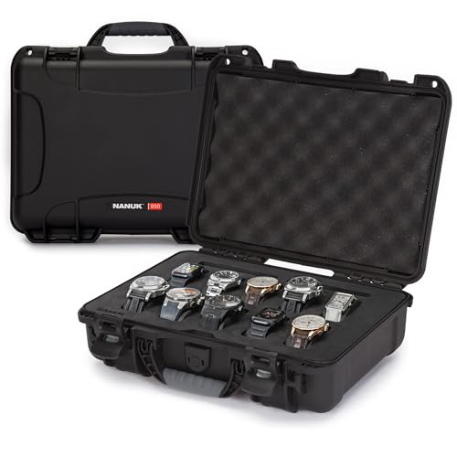 NANUK 910 Waterproof Watch Travel Case - 10 Slot Watch Briefcase,...