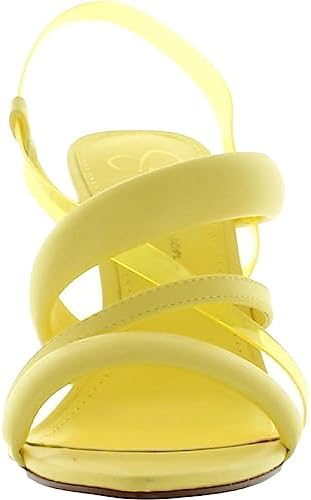 Jessica Simpson Krissta Women's Caged Mixed Media Slingback Heeled Sandals Yellow 7 | Image 1