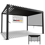 Juskys® Lamellendach Tahiti 3x4 m inkl. Seitenwand 3 m - Terrassenüberdachung stabil & wetterfest - Überdachung für Garten & Terrasse - Bausatz Anthrazit