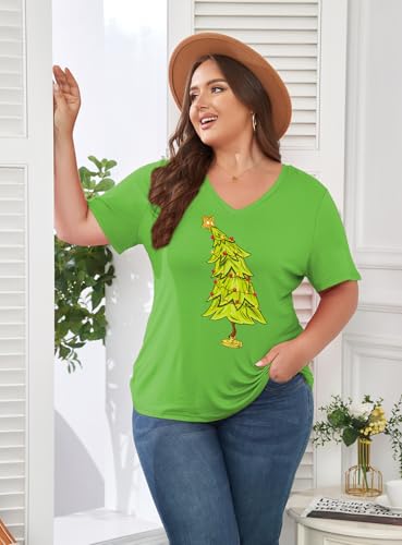 Image of ForHailey Women's Plus Size Short Sleeve Tee Shirt V Neck Basic Ladies Loose Fit T Shirt 1X-5X