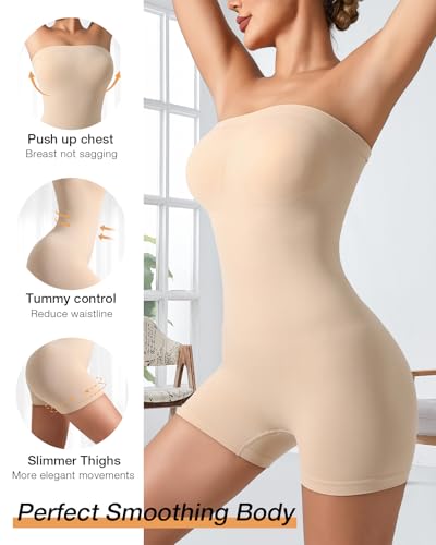 Image of Strapless Shapewear for Women Seamless Shapewear Tummy Control Strapless Bodysuit