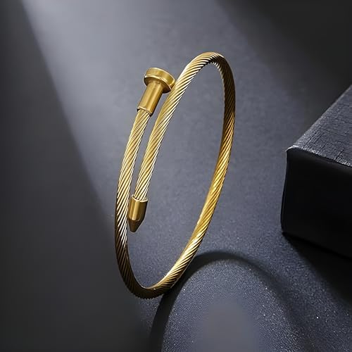 Love Bangle Bracelet For Women-18K Gold Plated twisted chunky solid Cubic Zirconia Stackable Bracelet Wristband Bangle Bracelet Set，Gifts for Women's Day and Mother's Day3