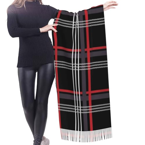 Gti Tartan Women's Winter Scarf - Extra long 71 inch plaid cashmere soft fringe scarf, lightweight and warm, suitable for all seasons2