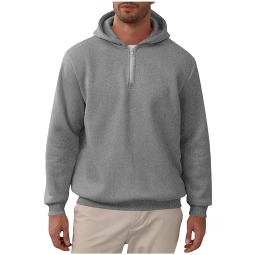 Men's Quarter Zip Hoodie Sweatshirt Fall Lightweight Casual Long Sleeve 1/4 Zip Pullover Athletic Workout Hooded Tops