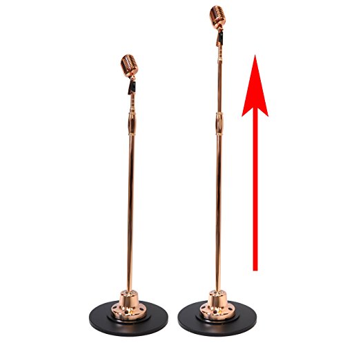 Retro Microphone And Swing Stand - Classic Vintage Professional Dynamic Unidirectional Audio Vocal Performance Mic W/ Adjustable Stand, Xlr Cable Cord, For Stage / Studio Use - Pyle Pdmicr70Gl (Gold) #TOP2