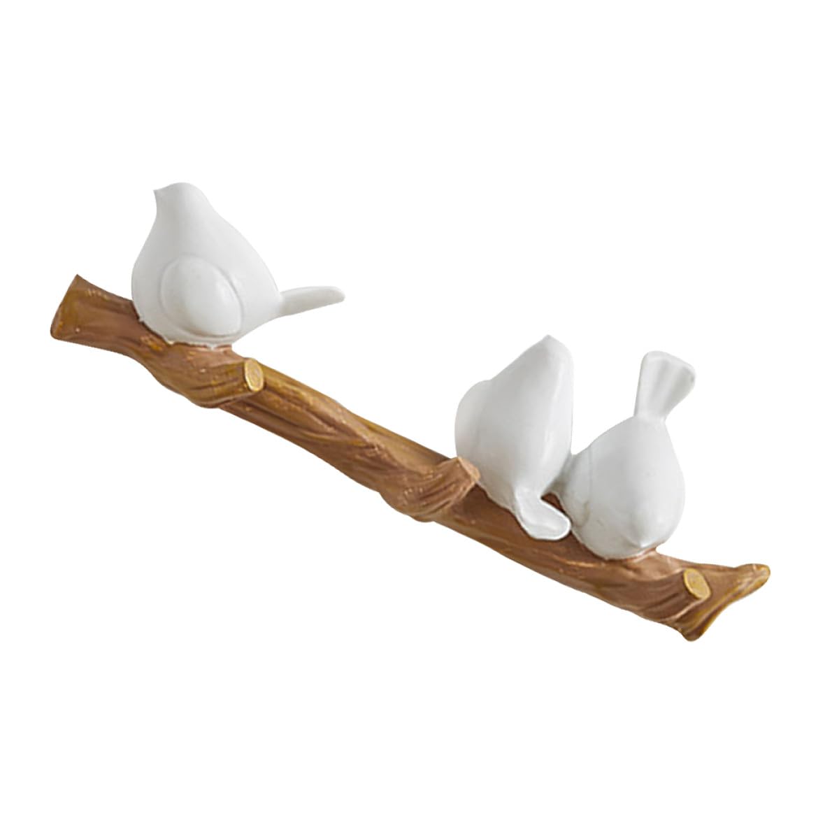 Gancho de Pared Rústico de Resina Diseño de Tres Pájaros Claros sobre Rama, Perchero Decorativo para Abrigos y Sombreros, Colgador Funcional para Hogar y Oficina